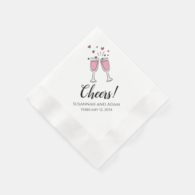 Serviette En Papier Serviettes Mariage personnalisées avec coeur (Coin)
