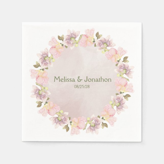 Serviette En Papier Serviettes Mariage rose Magnolia (Devant)