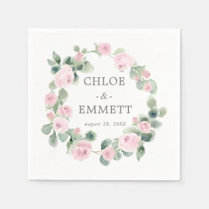 Serviette En Papier Serviettes Mariage rose Rose Floral Eucalyptus