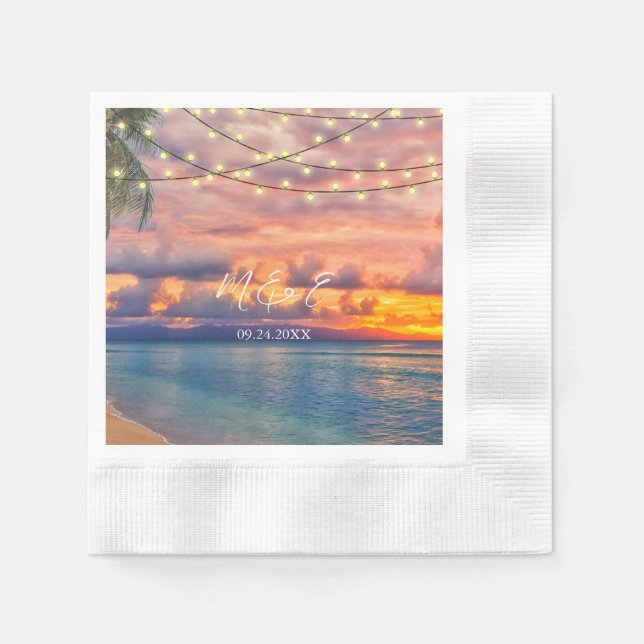 Serviette En Papier Serviettes Mariage Sunset Beach (Devant)