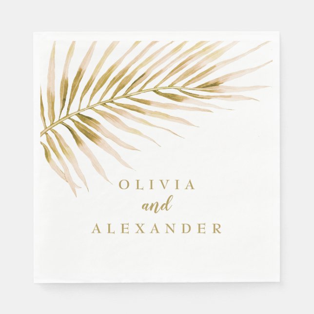Serviette En Papier Serviettes mariage Tropical Gold Palm (Devant)