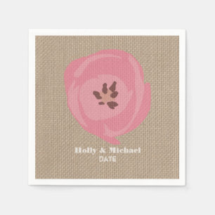Serviette En Papier Serviettes Mariage Tulipe Rose inspirées Burlap