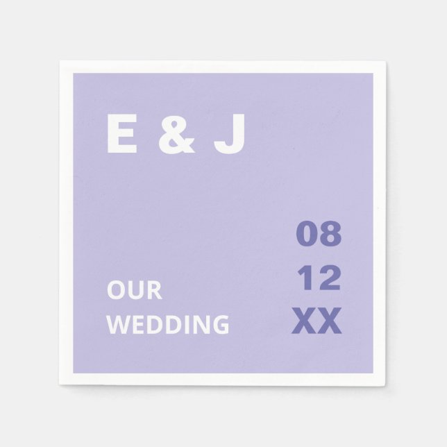 Serviette En Papier Serviettes Mariage violet de lavande moderne (Devant)
