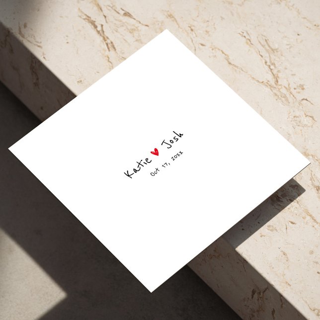 Serviette En Papier Serviettes Mariages blanches avec des noms manuscr (White Wedding Napkins with Black Handwritten Names)