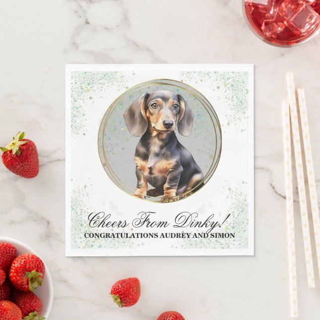 Serviette En Papier Serviettes Mariages Chien Dachshund Avec Chiens Ph (En situation)