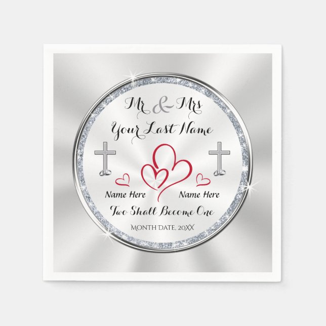 Serviette En Papier Serviettes Mariages Chrétiennes Deux Deviendront U (Devant)