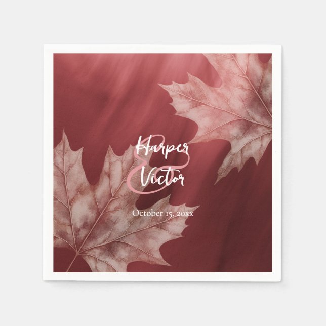 Serviette En Papier serviettes mariages de automne maroon maple feuill (Devant)