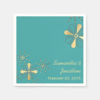 Serviette En Papier Serviettes Mariages d'inspiration Turquoise et Gol