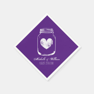 Serviette En Papier Serviettes mariages en pot de mason chic violet de