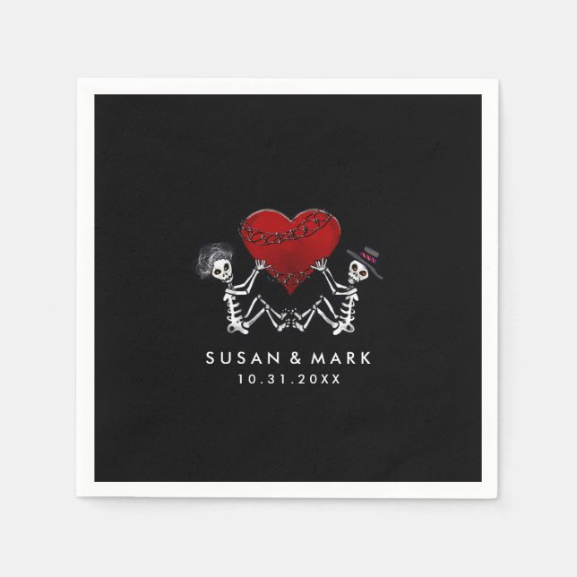 Serviette En Papier Serviettes mariages - Esquisses de coeur (Devant)