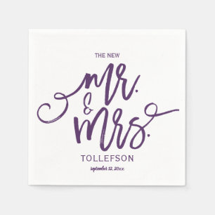Serviette En Papier Serviettes Mariages modernes   Script de brosse (p