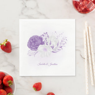 Serviette En Papier serviettes mariages romantiques blanches et violet