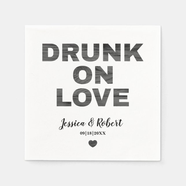 Serviette En Papier Serviettes Mariages rustiques "Drunk on Love" (Devant)