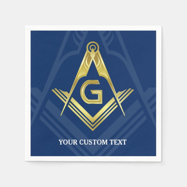 Serviette En Papier Serviettes Masonic personnalisées | Marine Blue Go (Devant)