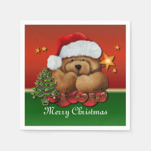 Serviette En Papier Serviettes mignonnes de Noël d'ours de Père Noë