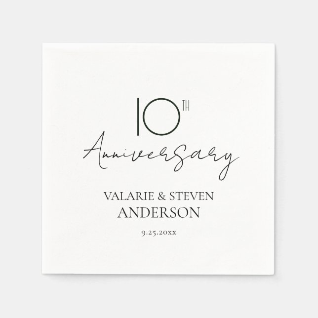 Serviette En Papier Serviettes miniatures du 10e anniversaire (Devant)