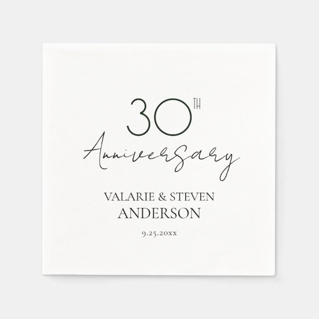 Serviette En Papier Serviettes miniatures du 30e anniversaire (Devant)