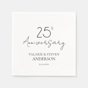 Serviette En Papier Serviettes minimales du 25e anniversaire