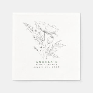 Serviette En Papier Serviettes minimalistes Élégantes Fleurs sauvages 