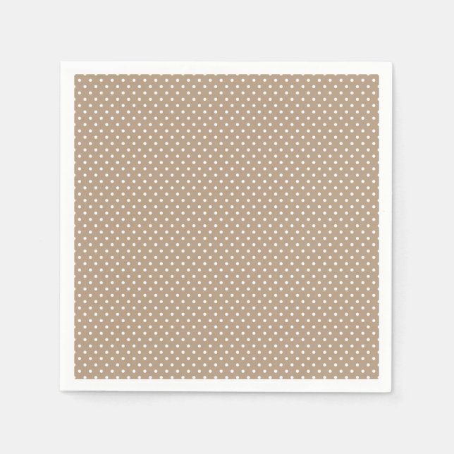 Serviette En Papier Serviettes Mocha Brown et blanc Polka Dot (Devant)