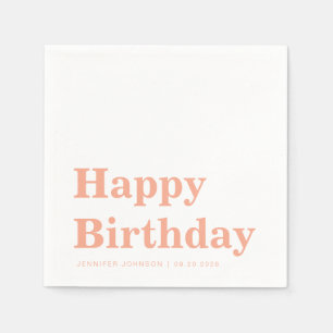 Serviette En Papier Serviettes Moderne Joyeux Anniversaire Pêche