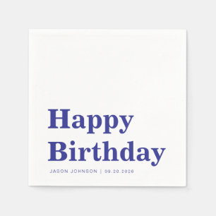 Serviette En Papier Serviettes Modernes Bleu Nuit Joyeux Anniversaire