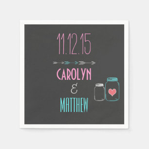 Serviette En Papier Serviettes Modernes Flèches   Masonjar Gris Mariag