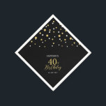 Serviette En Papier Serviettes modernes Gold & Black 40th Birthday Par<br><div class="desc">Cette serviette en papier personnalisée ajoutera des détails élégants à votre journée spéciale. Ce design présente des confettis hexagones dorés et noirs modernes avec du texte personnalisé. Parfait pour une soirée dorée moderne à thème 40ème anniversaire. Des invitations et des fournitures de fête correspondants sont disponibles dans ma boutique BaraBomDesign....</div>