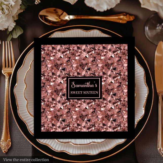 Serviette En Papier Serviettes modernes or rose gold et métallisées no (Modern Napkins Rose Gold and Black Metallic)