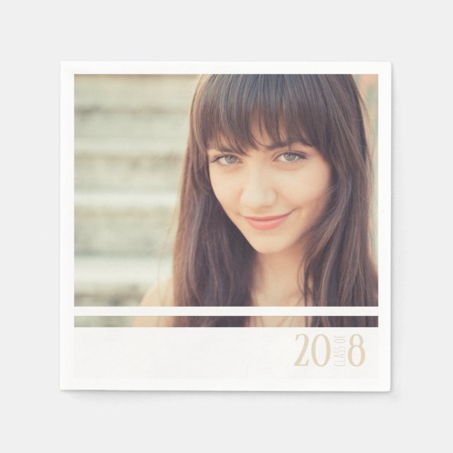 Serviette En Papier Serviettes modernes Sandy & White Graduate Custom  (Devant)