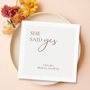Serviette En Papier Serviettes modernes "She Said Yes" pour Fête des m