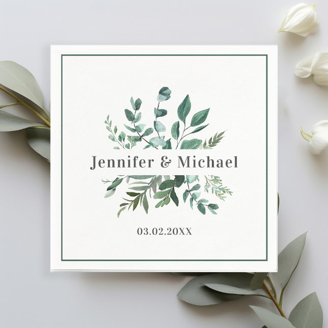 Serviette En Papier Serviettes Monogram Leafy spécifiques au client (Créateur téléchargé)