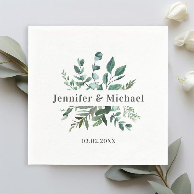 Serviette En Papier Serviettes Monogram Leafy spécifiques au client (Créateur téléchargé)