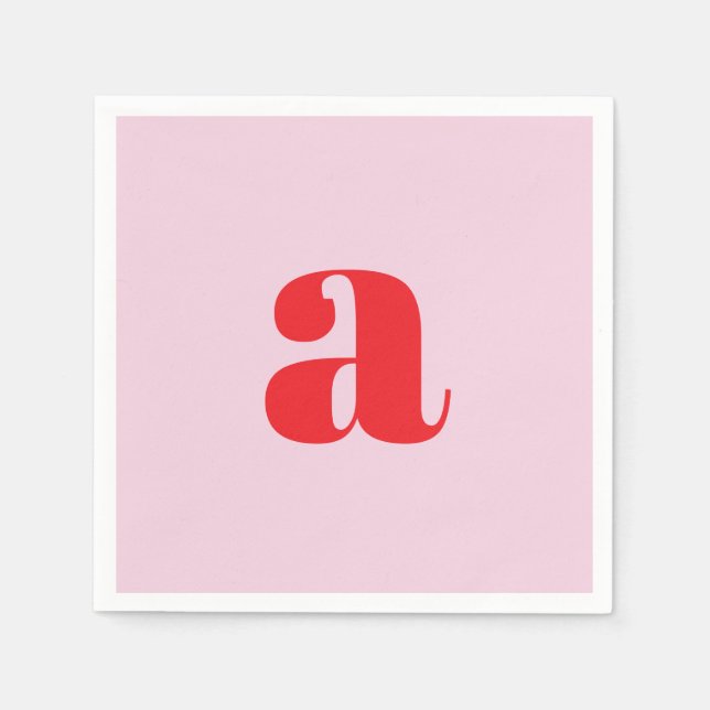 Serviette En Papier Serviettes monogramme rose moderne (Devant)
