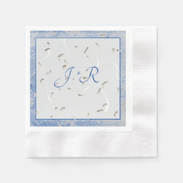 Serviette En Papier Serviettes monogrammes en marbre bleu et gris (Devant)