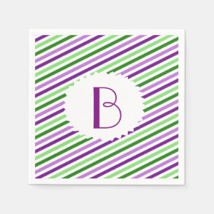 Serviette En Papier Serviettes monogrammes violettes et vertes