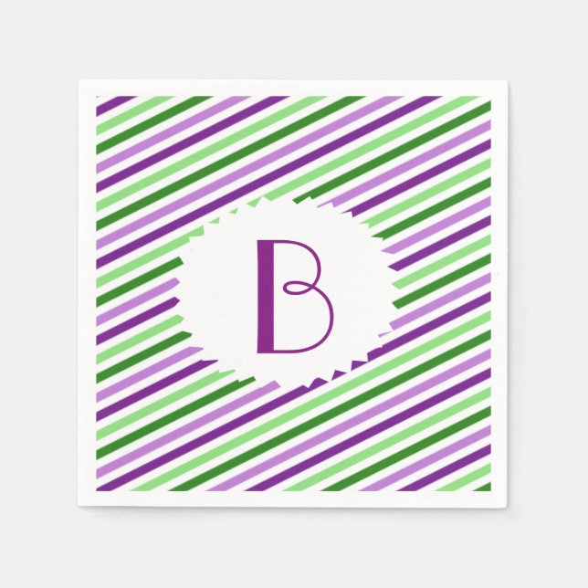 Serviette En Papier Serviettes monogrammes violettes et vertes (Devant)