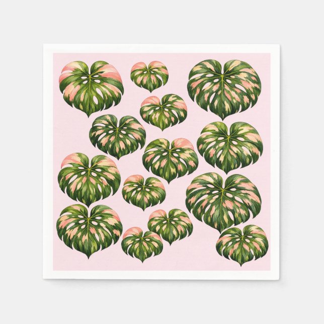 Serviette En Papier Serviettes Monstera Fête Rose (Devant)