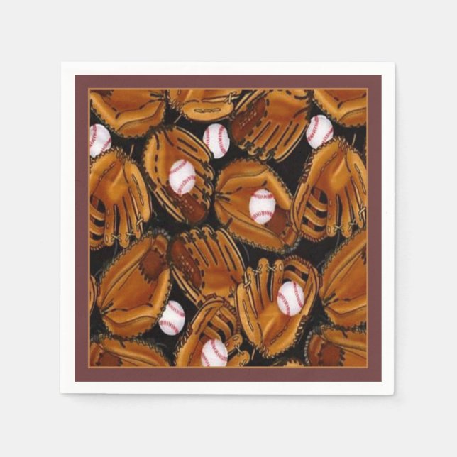 Serviette En Papier Serviettes Motif De Baseball Mits (Devant)