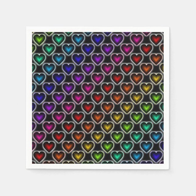 Serviette En Papier Serviettes Motif Rainbow Hearts (Devant)