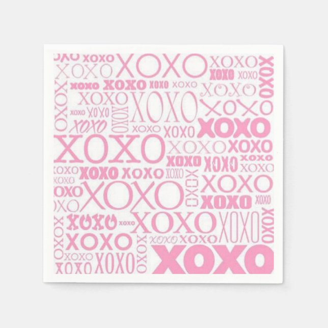 Serviette En Papier Serviettes Motifs de baisers rose et blanc (Devant)