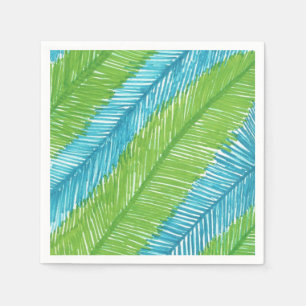 Serviette En Papier Serviettes Motifs Feuilles Green and Blue Palm