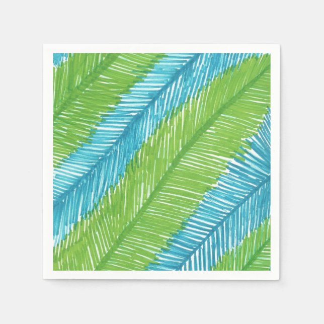 Serviette En Papier Serviettes Motifs Feuilles Green and Blue Palm (Devant)