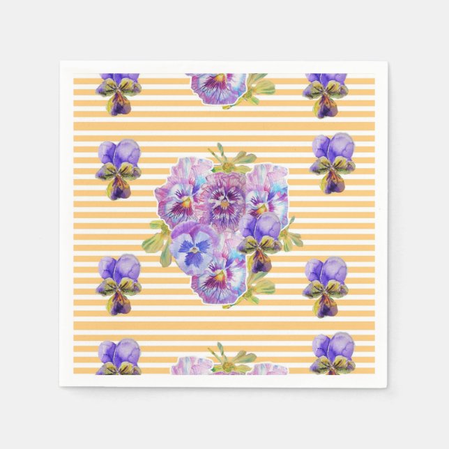 Serviette En Papier Serviettes napkins florales Jaune Point Shabby Chi (Devant)