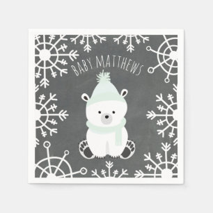 Serviette En Papier Serviettes neutres de baby shower d'hiver d'ours