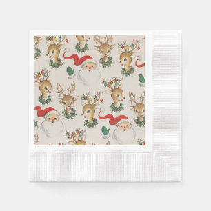Serviette En Papier Serviettes Noël Rétro Père Noël, Renne