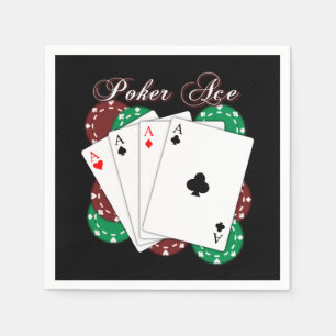 Serviette En Papier Serviettes noires de cartes de jeu d'as de