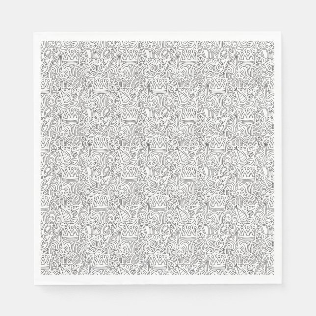 Serviette En Papier Serviettes noires et blanches de Pourim (Devant)