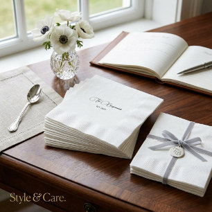 Serviette En Papier Serviettes Nom de Famille Personnalisées Élégant A