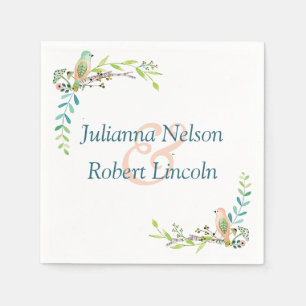 Serviette En Papier Serviettes oiseaux aquarelle